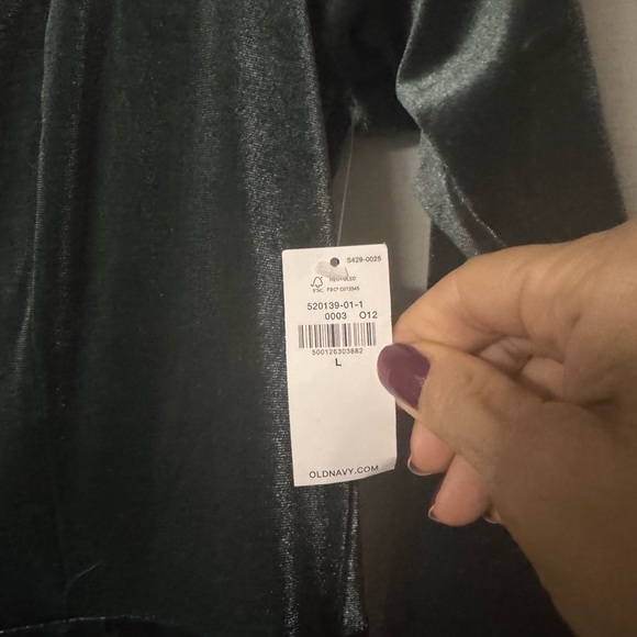 Old Navy Dark Green Velvet Long Sleeve Dress - Picture 3 of 5